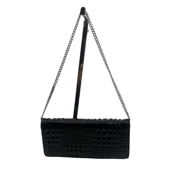 Black Silver Chain Handle Clutch Shoulder Mini Purse - Picture 1 of 6